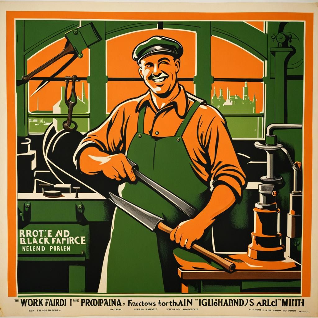 1910s Propaganda of Irish Blacksmith at Work