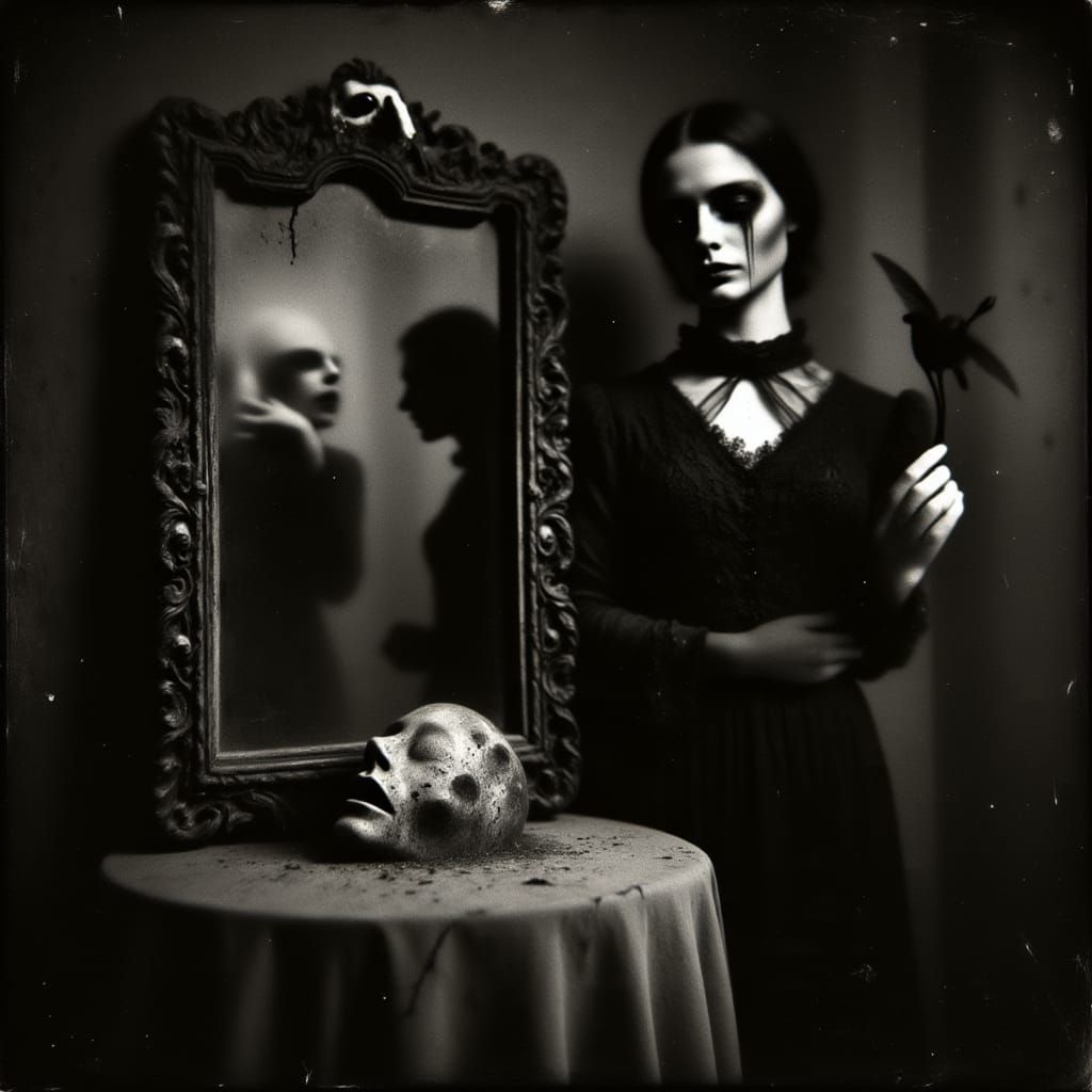 Victorian Grotesque Art: Death Mask, Sinister Pixie, and Scr...