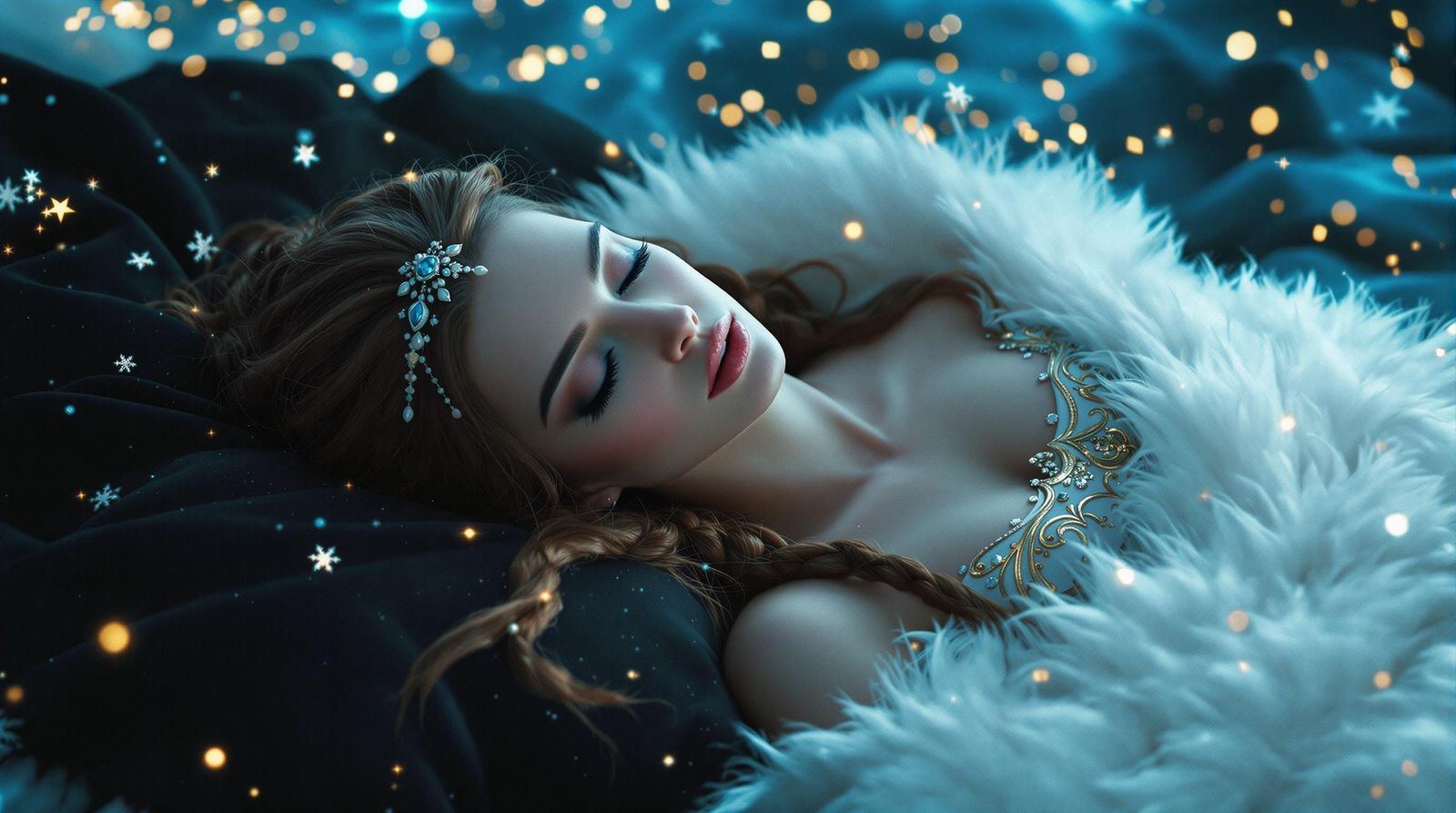 Ethereal Goddess in Luxurious Dreamscape