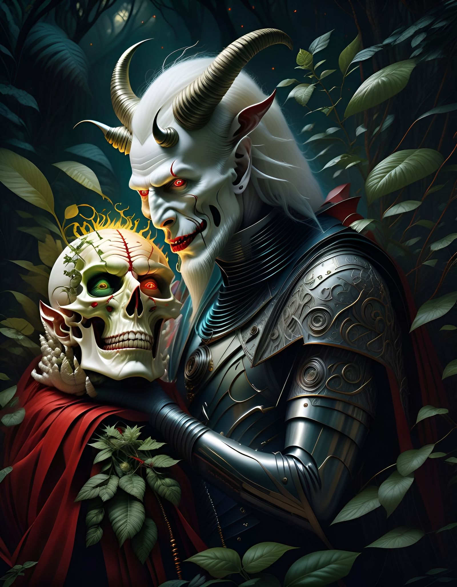 Psychedelic Albino Devil in Bush: Fantasy Artwork