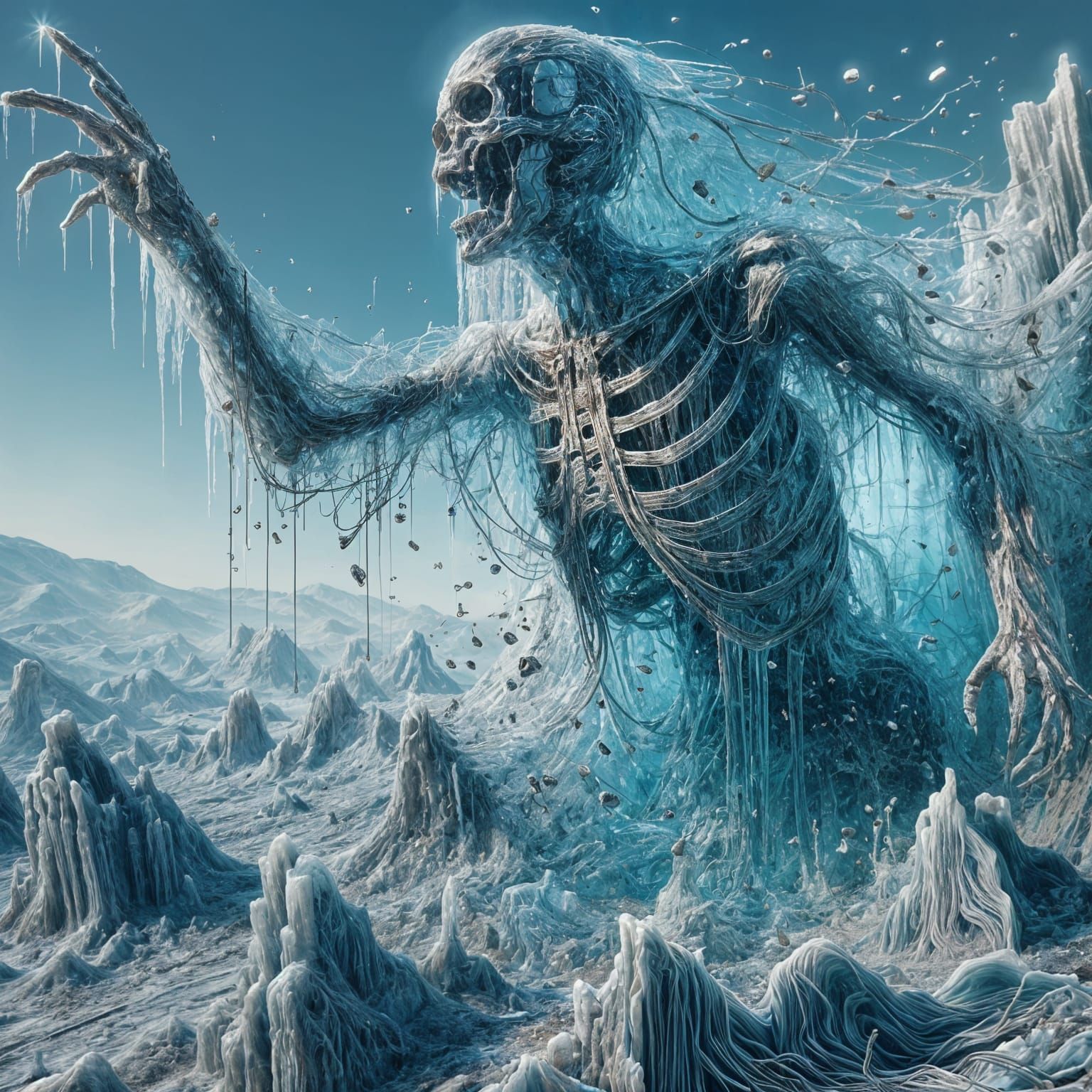 Ghostly Wire Monster Emerges from Circuit Ice