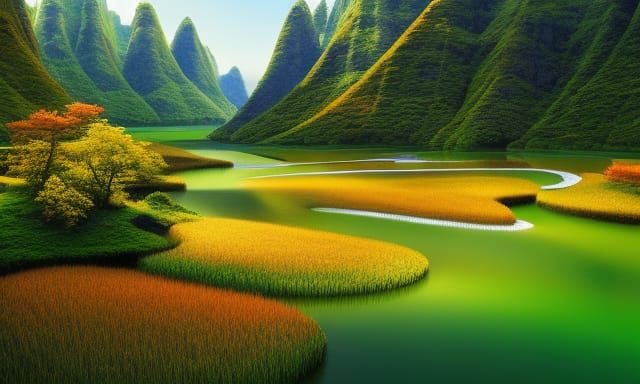 Zhangjiajie Park's Avatar Mountains as Fantasy Art