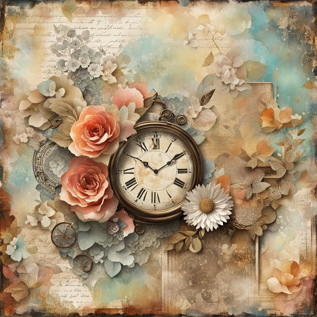 Stunning Pastel Collage Background in Mixed Media Style