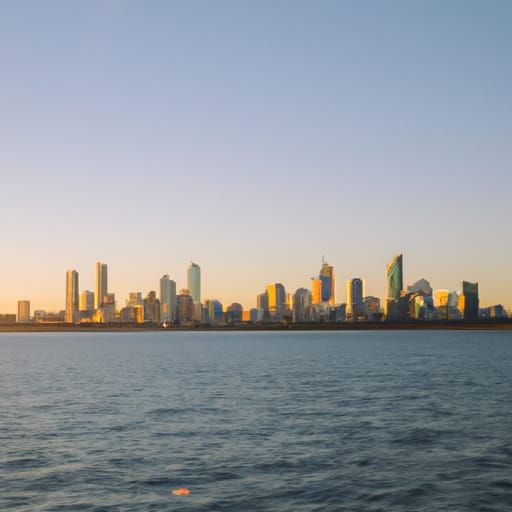 City Skyline Reflection at Sunset