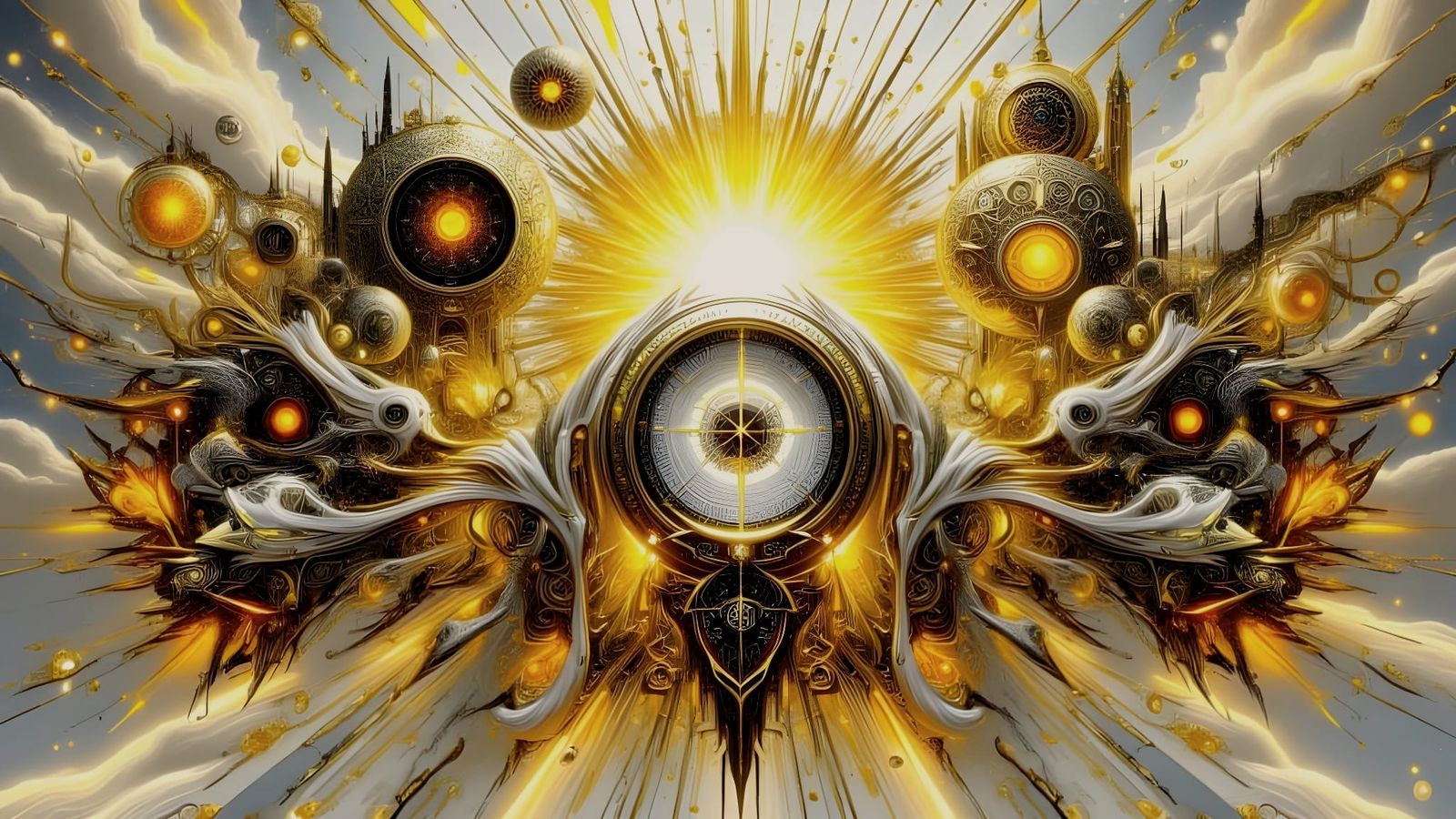 Magical Clock Shrine with Glowing Inscriptions