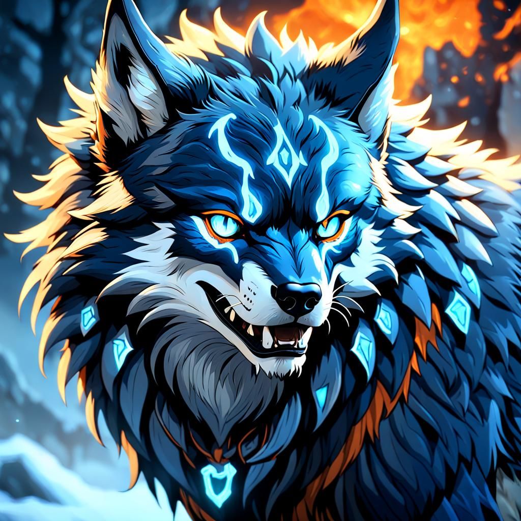 Epic Fenrir Illustration in Dark Fantasy Style