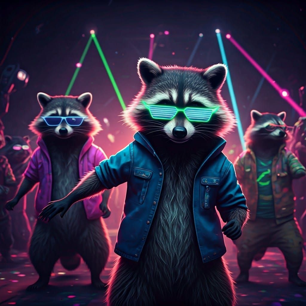 Energetic Raccoons Unleash their Inner Party Animals in a Vi...
