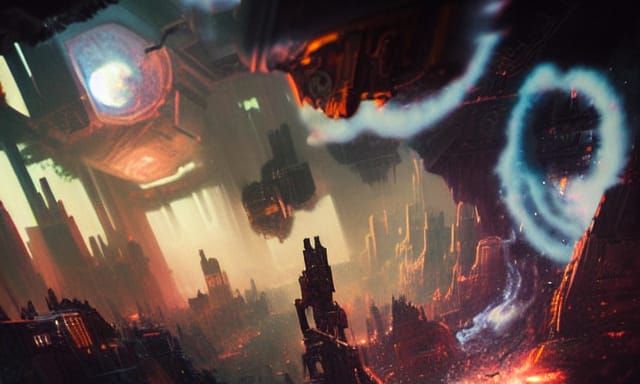 Apocalyptic Cosmic City in Space: Digital Art