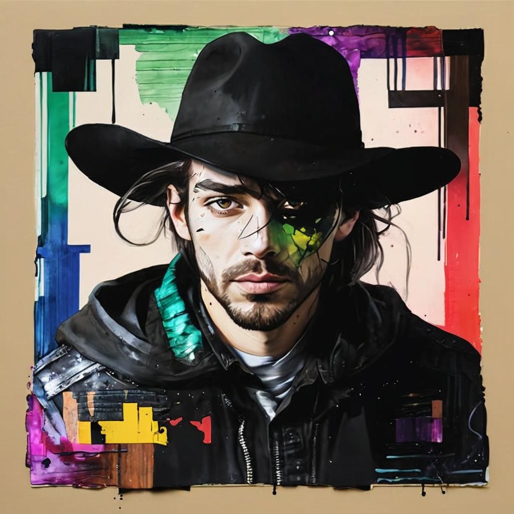 Country Punk Fusion Album Art with Alcohol Inks