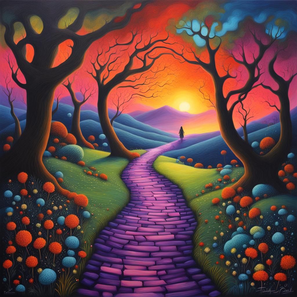 Surreal Twilight Path in Epic Fantasy Style