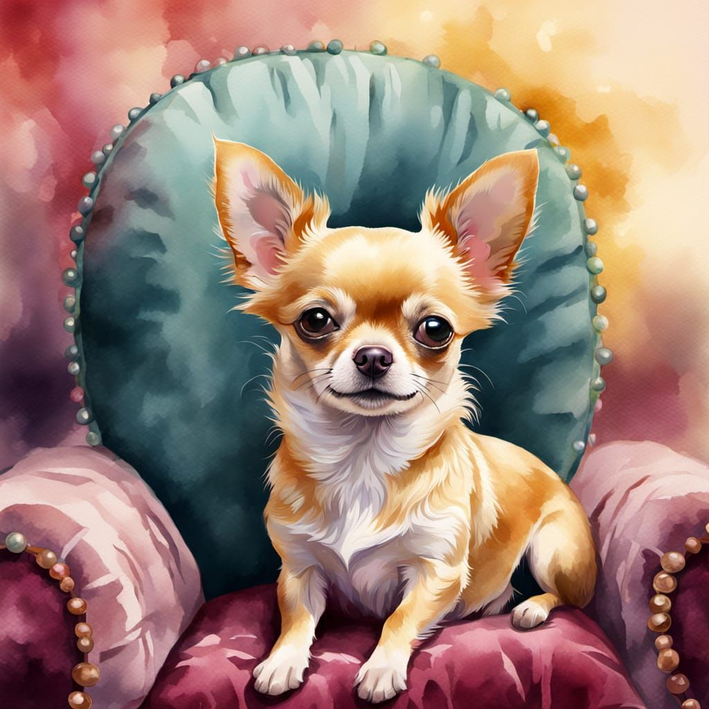 Charming Chihuahua in Whimsical Watercolor