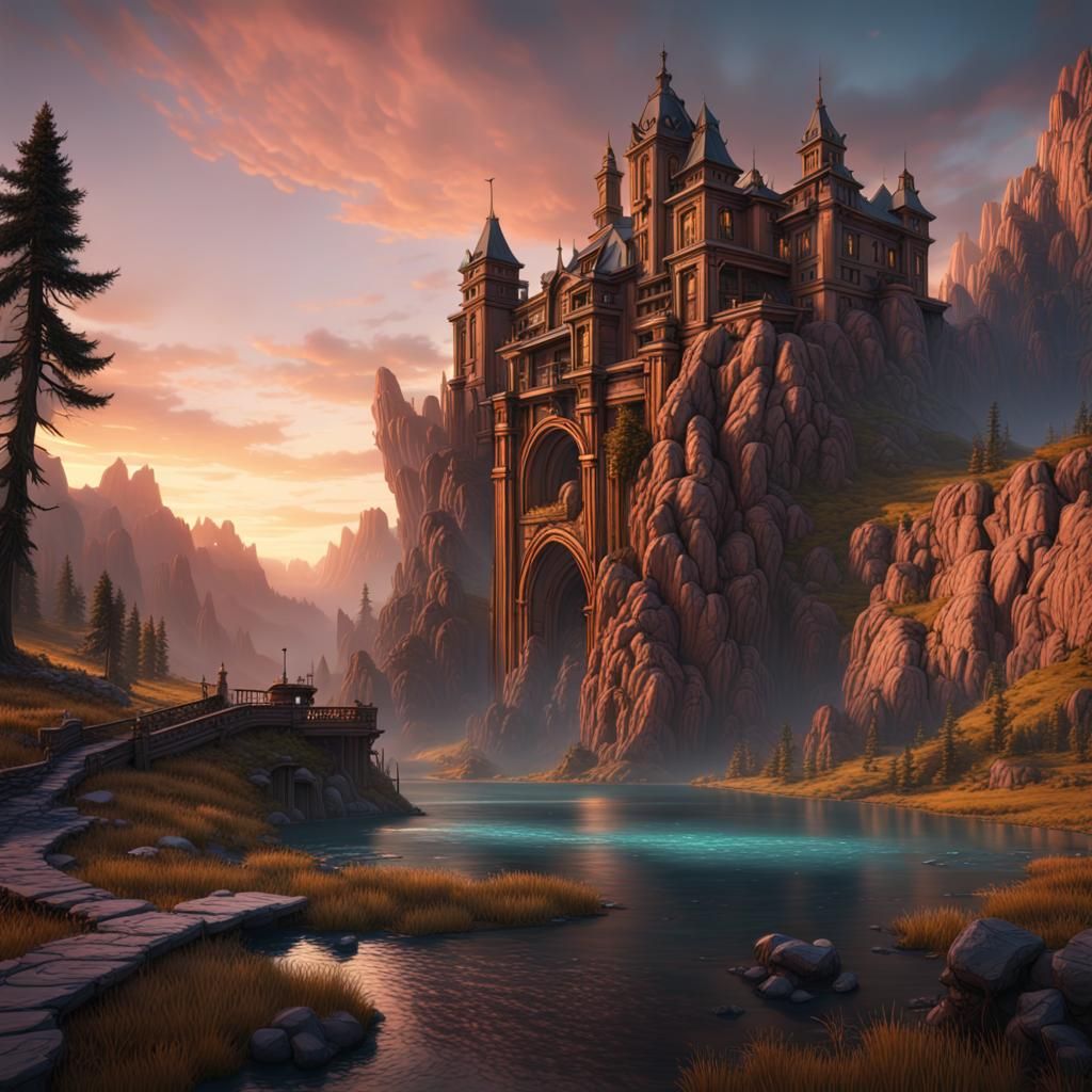 Fantastical Montana Sunset: Detailed Matte Painting