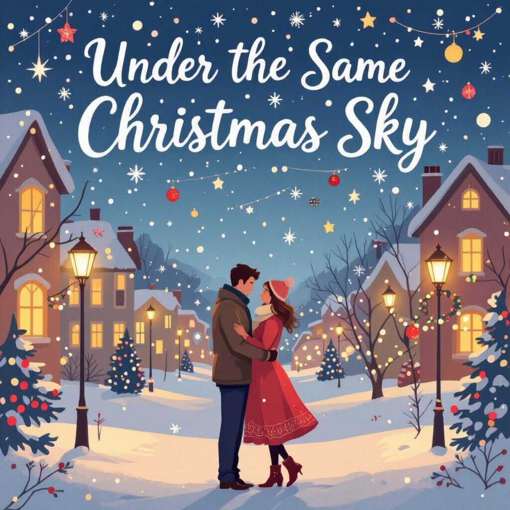 Whimsical Christmas Album Cover: Cozy Winter Night Scene