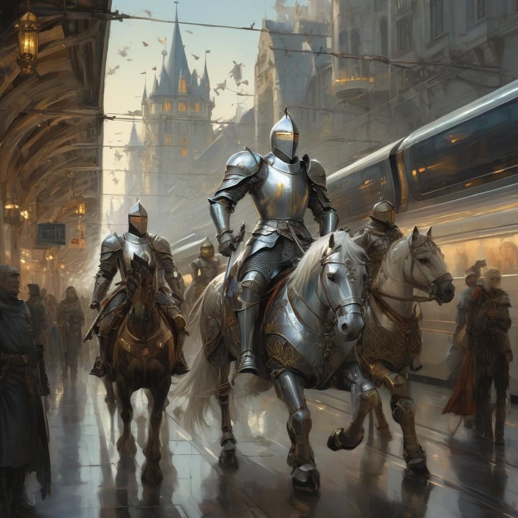 Medieval Knights Meet Modern Cityscape: Artgerm Style