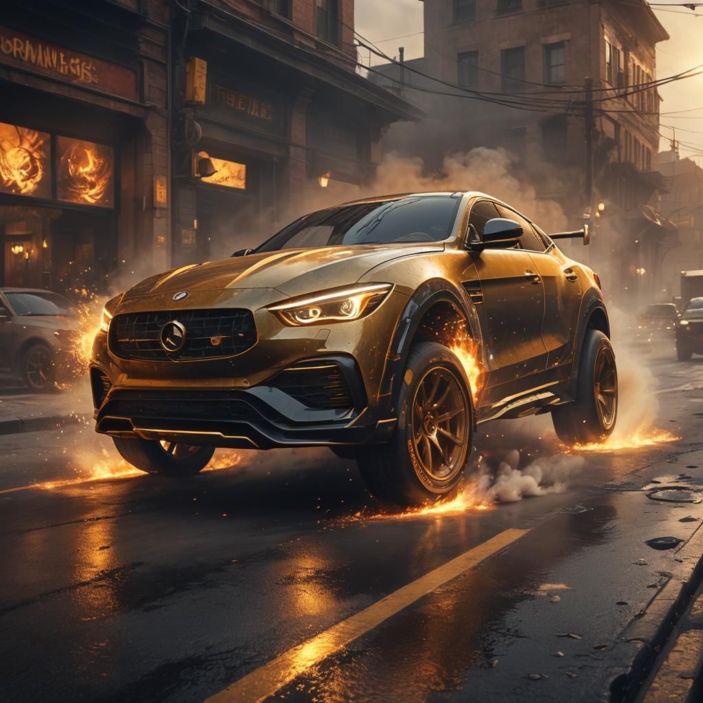 Launching Car in Fantasy Matte Painting Style