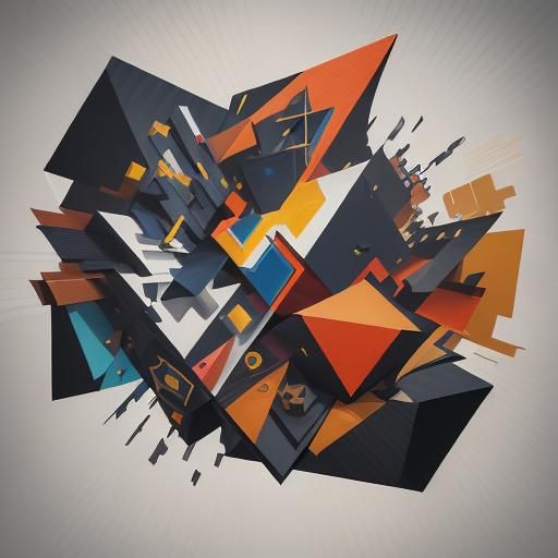 Geometric Fauvism Heavy Metal Art in Cubist Style