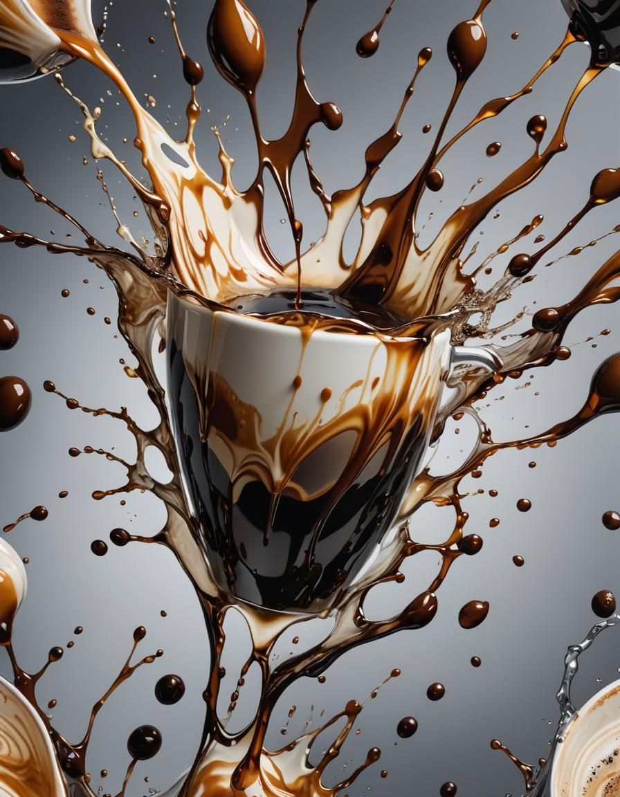 Hyperrealistic Coffee and Cream Splash Art