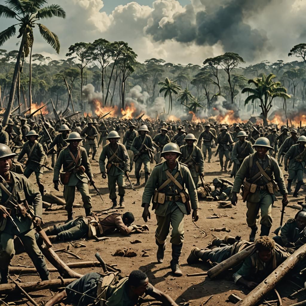 Madagascar Battle: Cinematic Film Still of Devastation