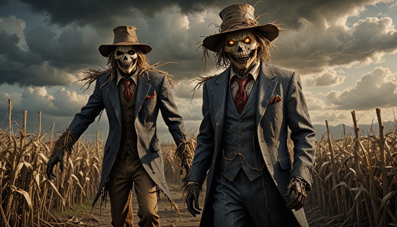 Scarecrow Man in Tattered Suit: Hyper Realistic Fantasy Art