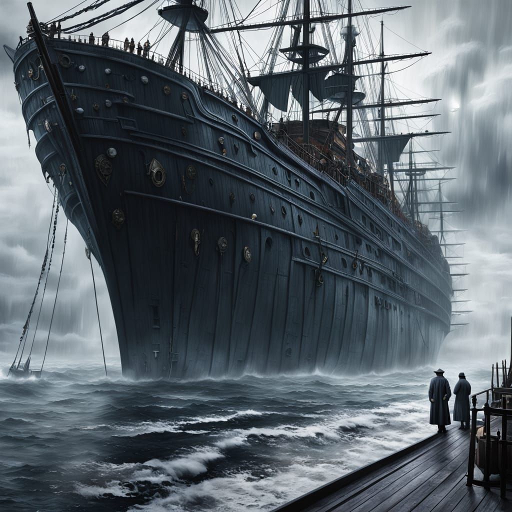 Old Sailor on Misty Deck: Dramatic Digital Matte Painting