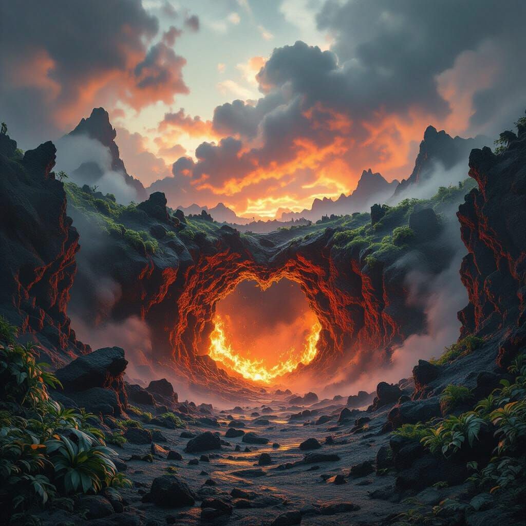 Photorealistic Hell Entrance: Fire, Brimstone, and Volcanic ...