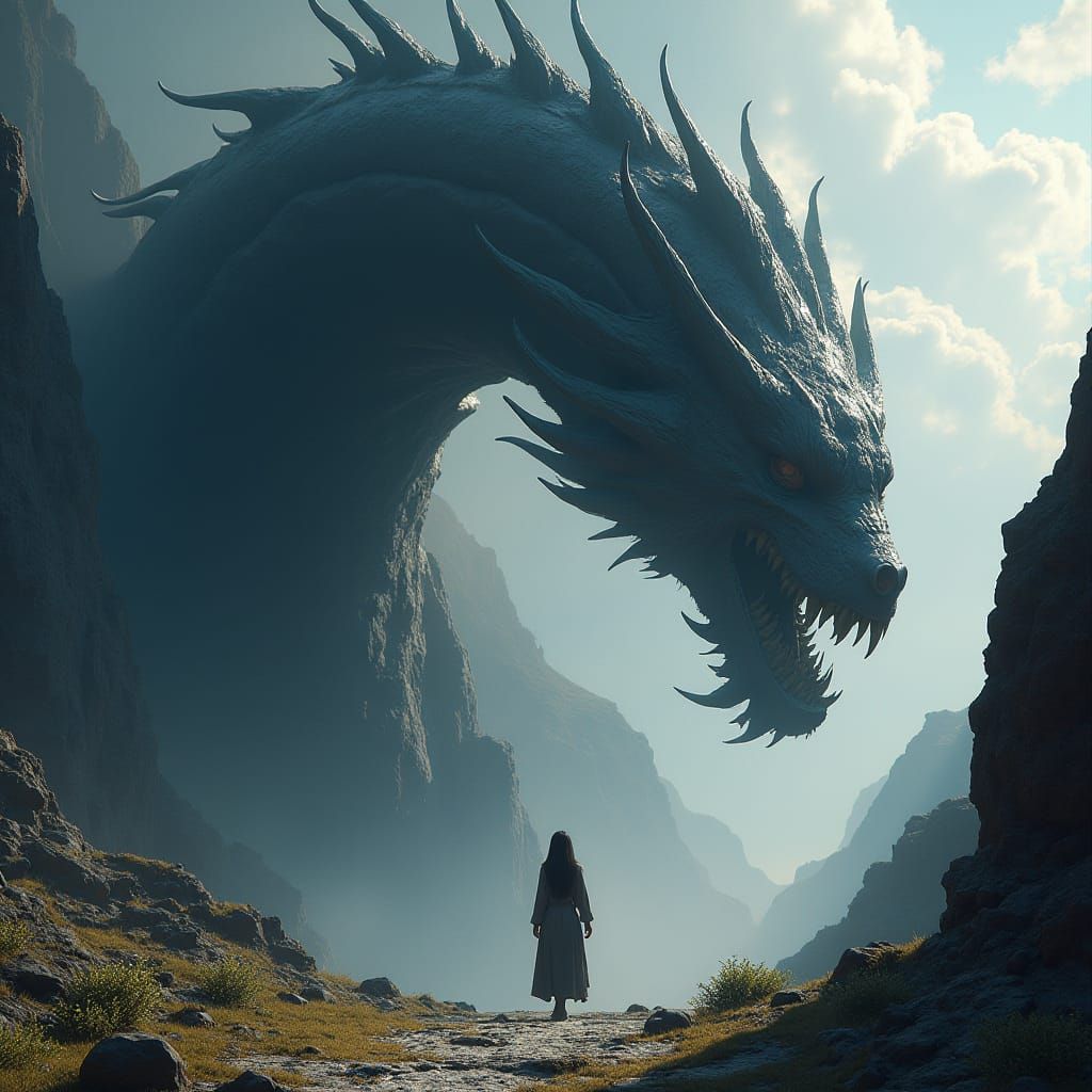 Black and White Spiral Galaxy with Woman Silhouette