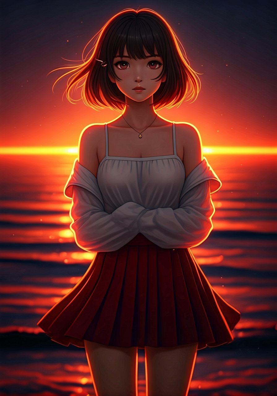 Beautiful Young Woman in Summertime Sunshine Rays