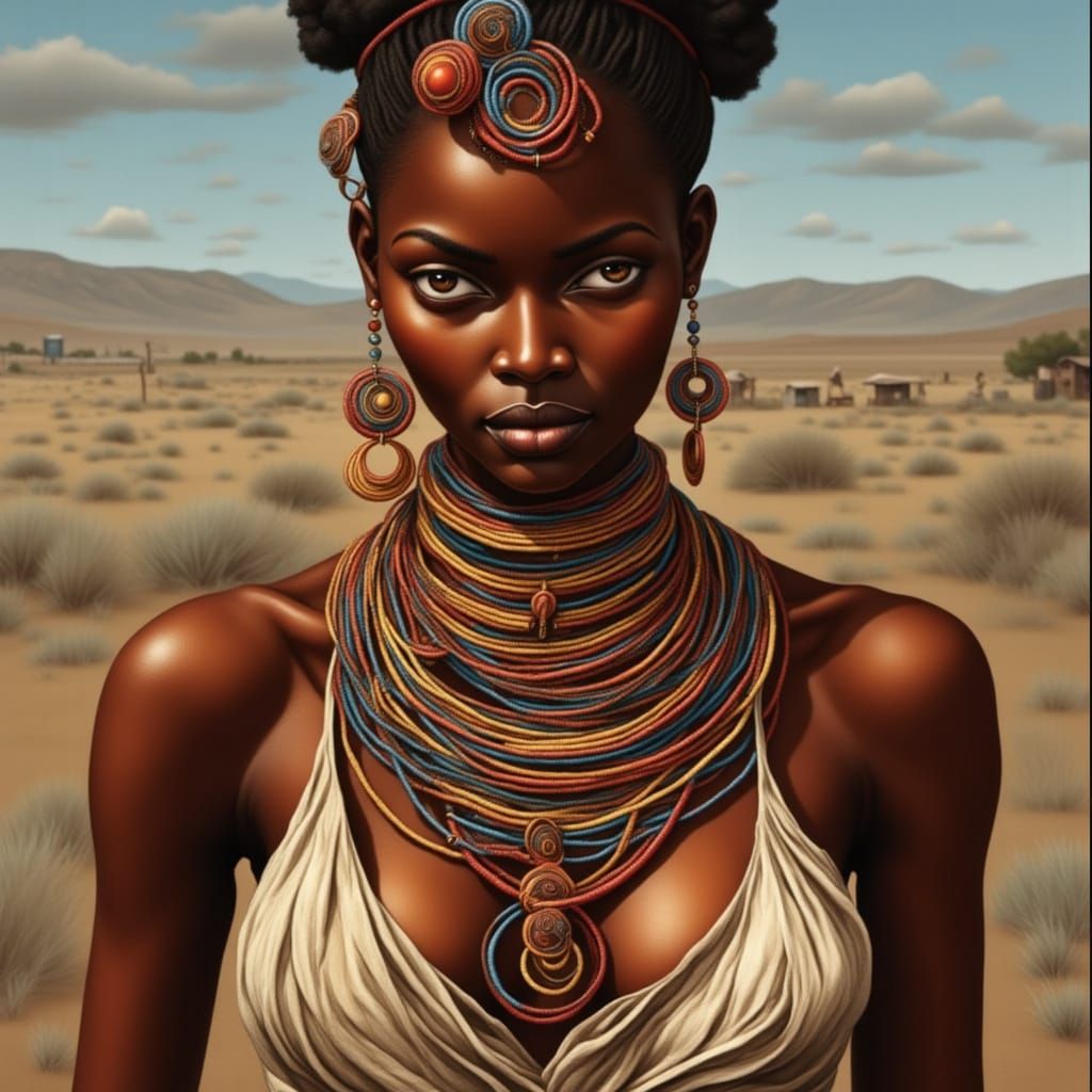 African Woman with Traditional Colorful Jewelry