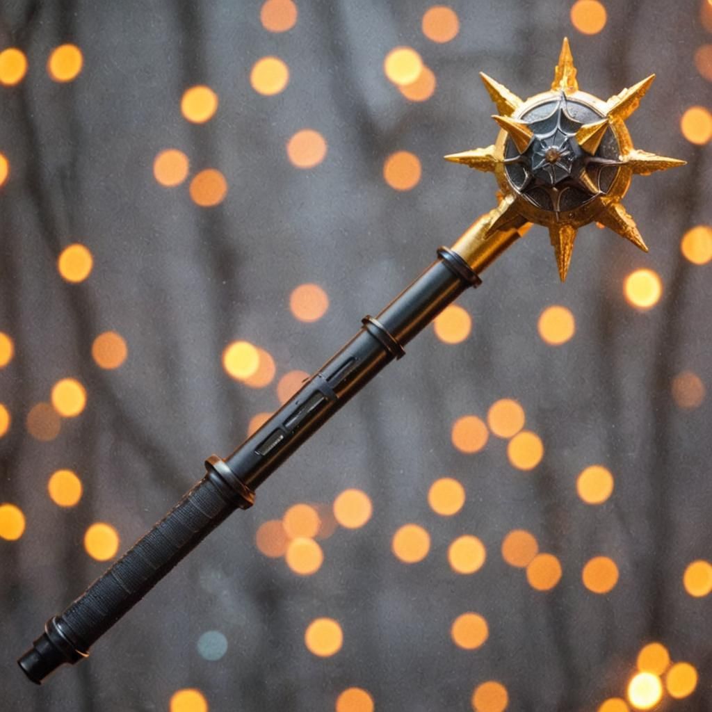 Metallic Morningstar Weapon in Sharp Focus