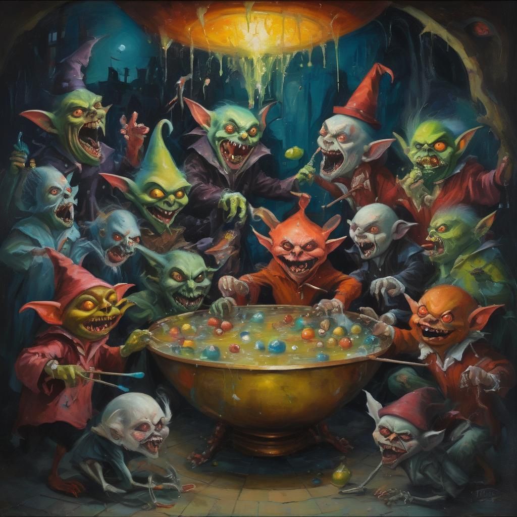 Ghouls and Goblins Celebrate: A Whimsical Bosch-Style Painti...
