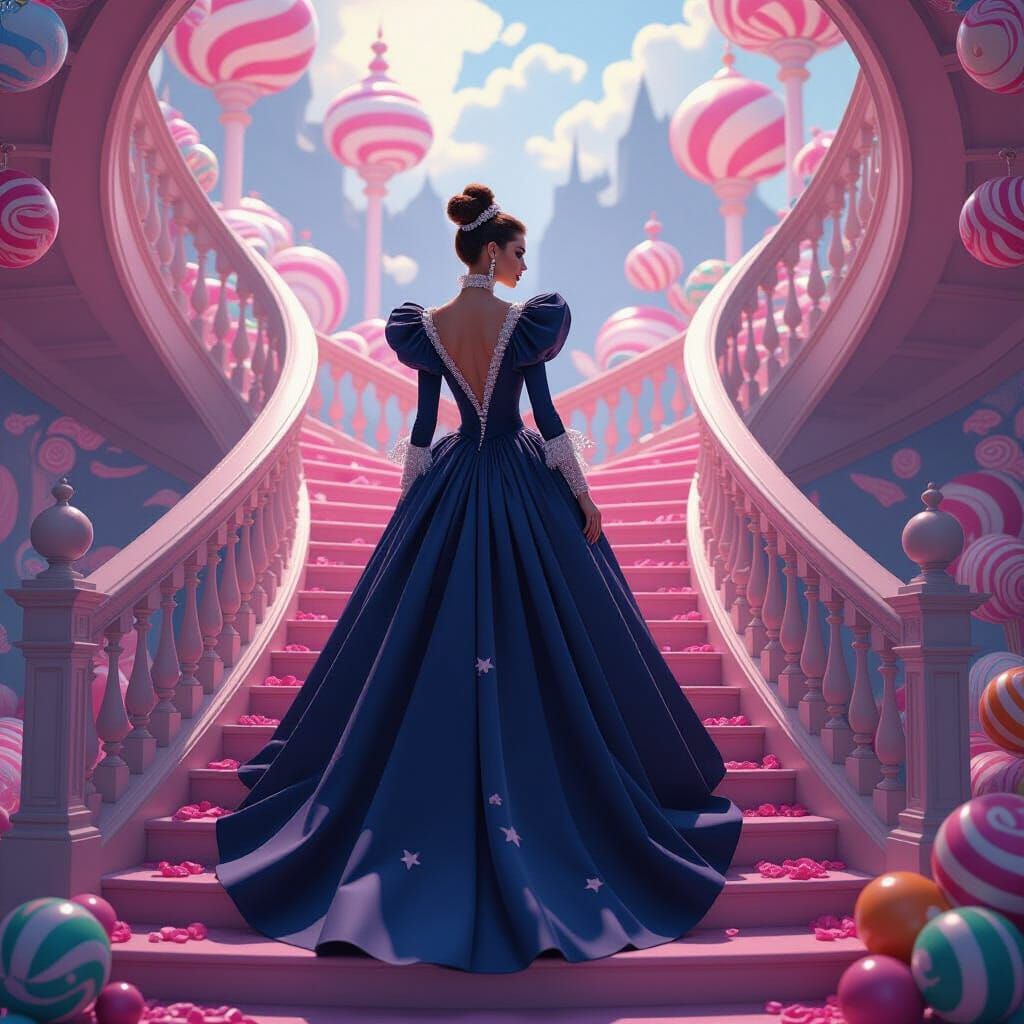 Candyland Fashion Model in Hyperrealistic Digital Art