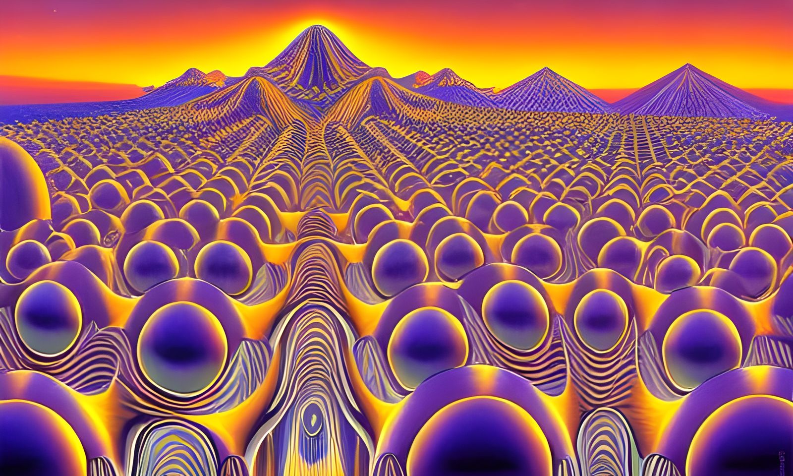 Infinite Metallic Crowd with Fractal Iridescence