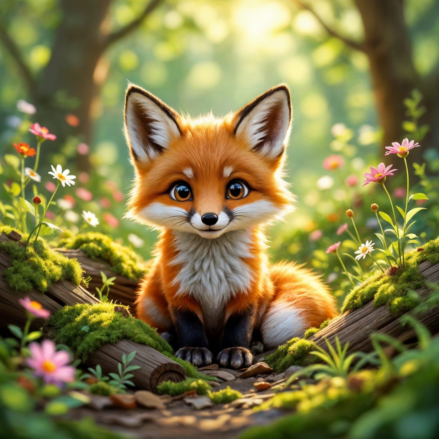 Cute Fox Cub in Forest