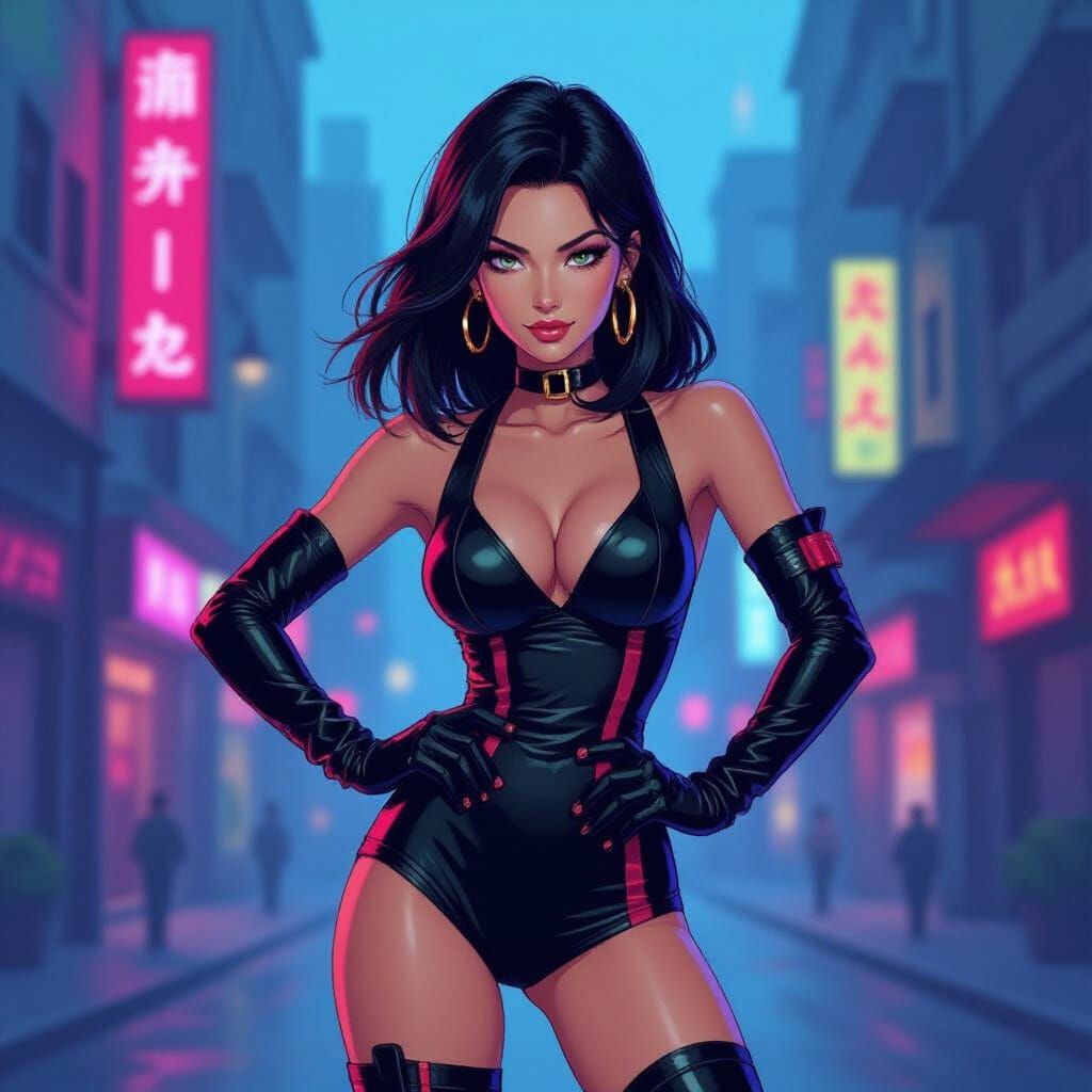 Faye Valentine in Neon Cityscape