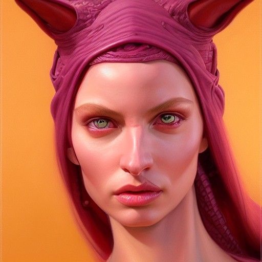 Tiefling Woman Portrait in Oil Painting Style