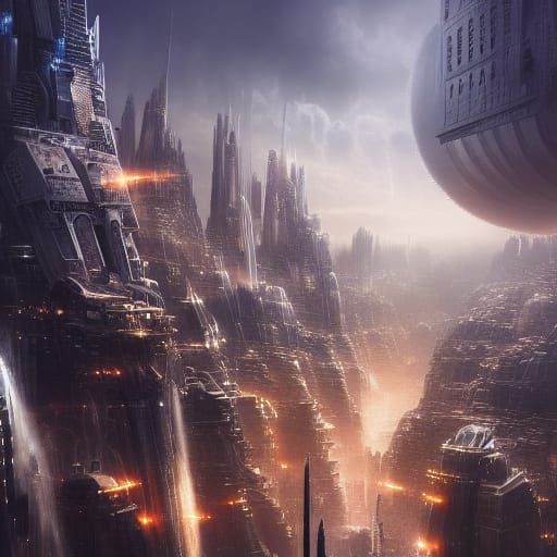 Futuristic Cityscape: Epic Digital Matte Painting