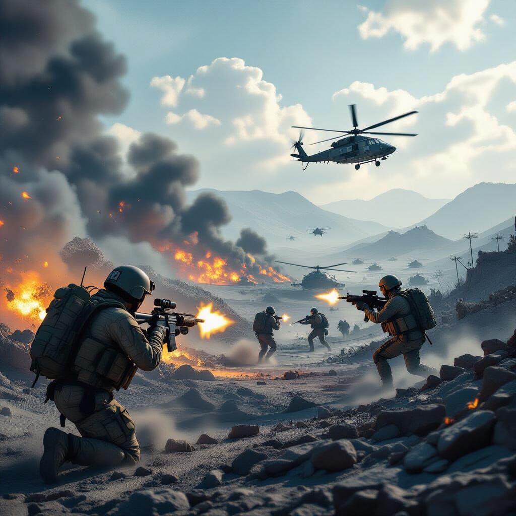 US Military in Combat: A Dramatic Digital Painting