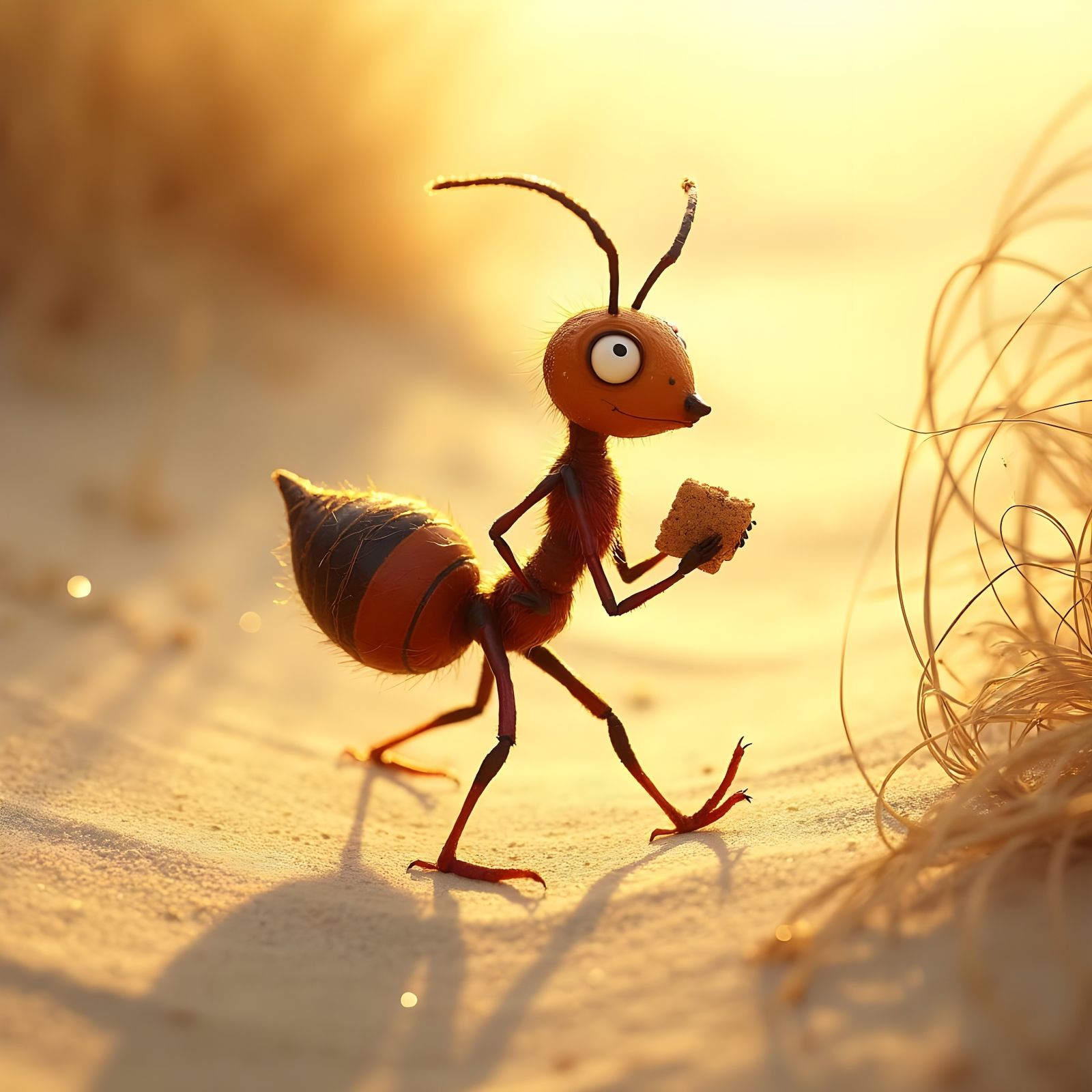 Insect Friend Brings Home Catch on Sandy Beach