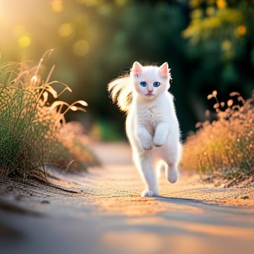Dancing White Kittens with Blue Eyes