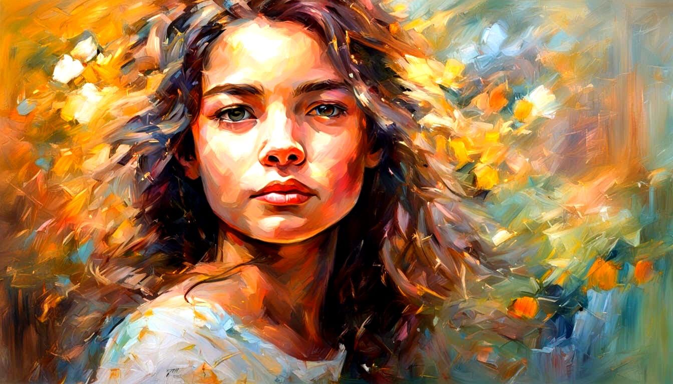 Colorful Painted Portrait of a Woman