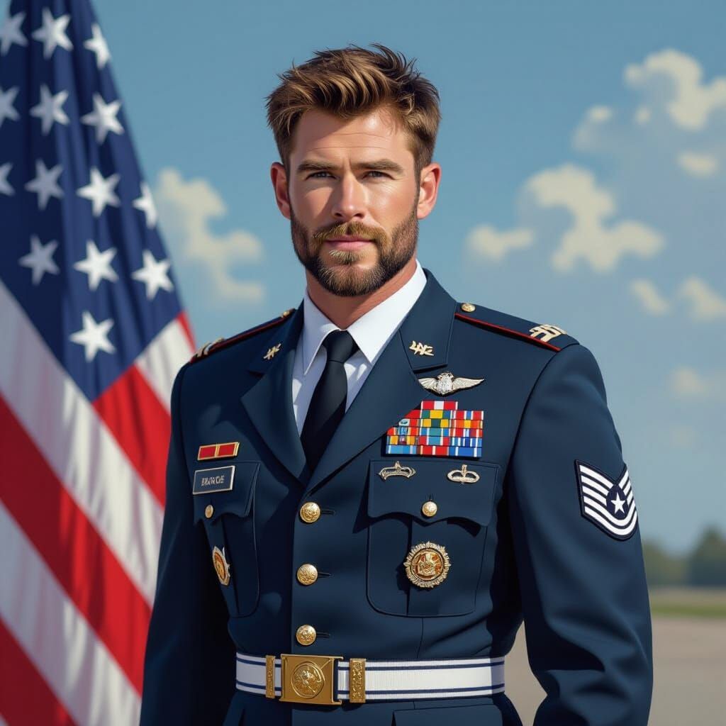 Air Force Sergeant Portrait in Heroic Cinematic Style