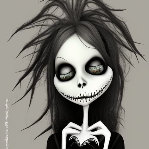 Jack Skellington Girl Smoking, in Burton Style