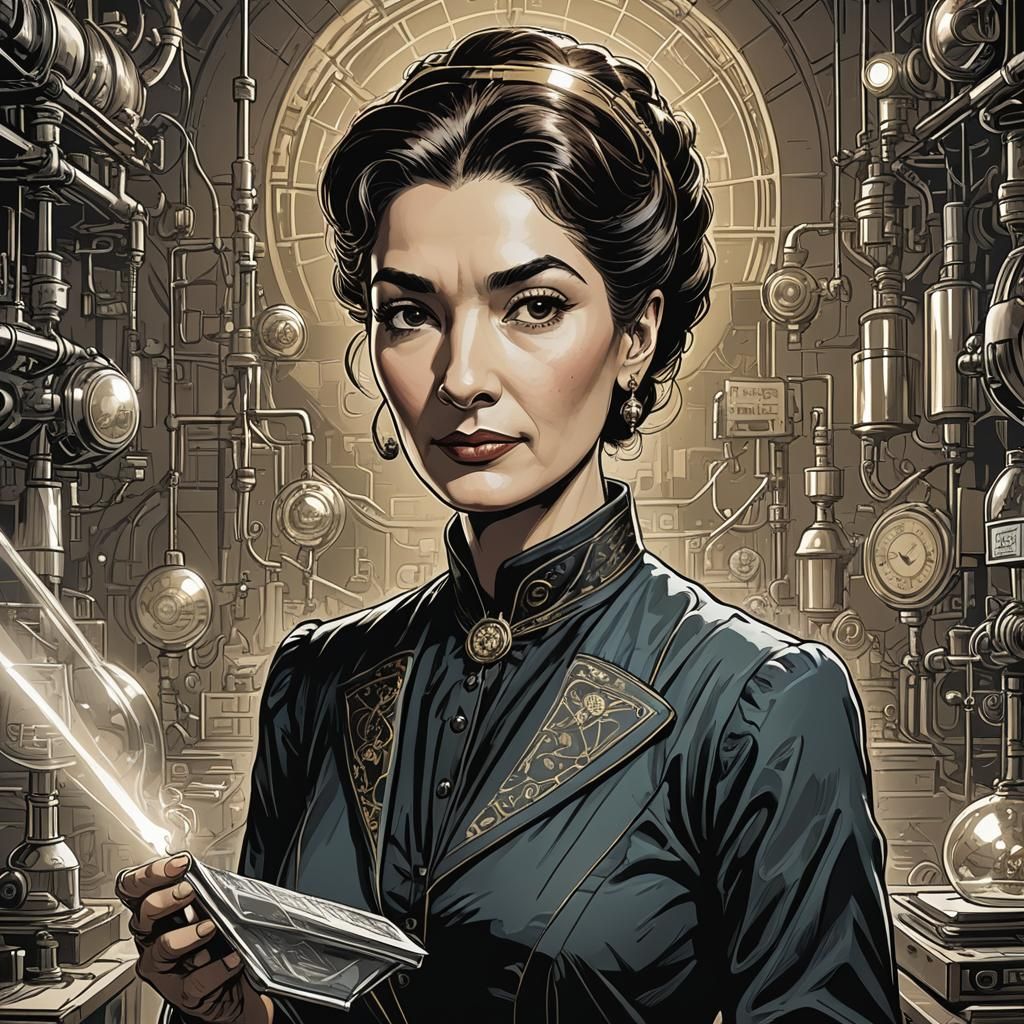 Maria Callas as Marie Curie in Comic Book Art