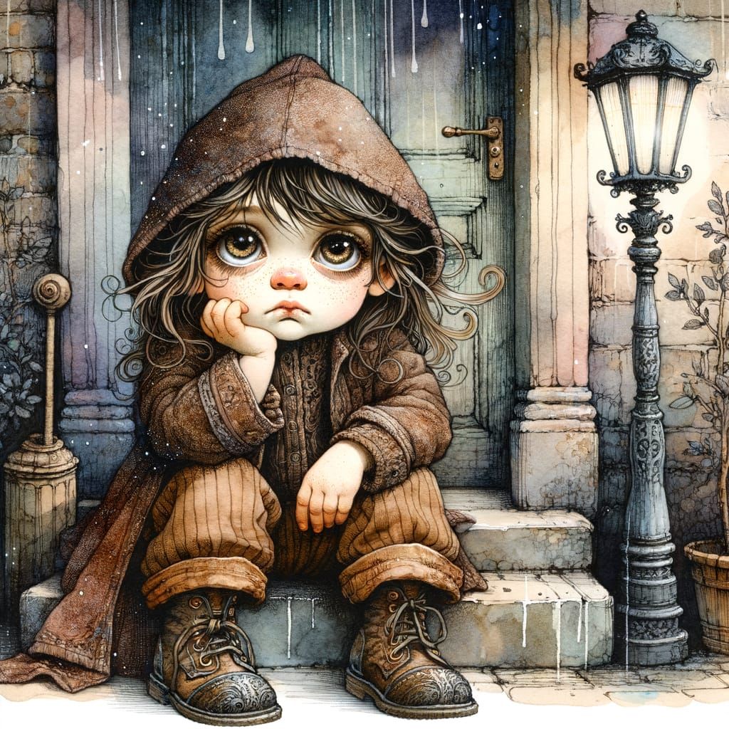 Sad girl in in rain.. .