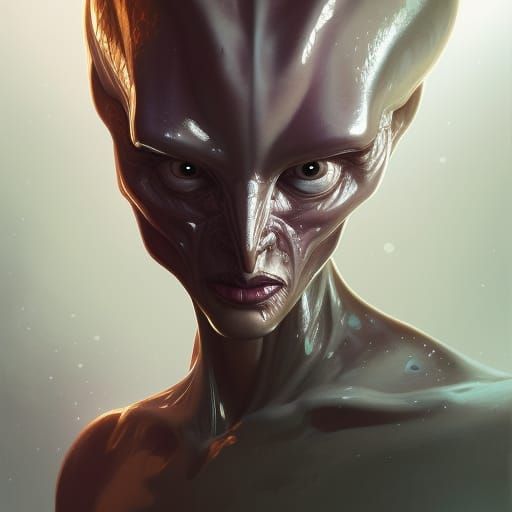 Hyperdetailed Alien Portrait in Art Nouveau Style