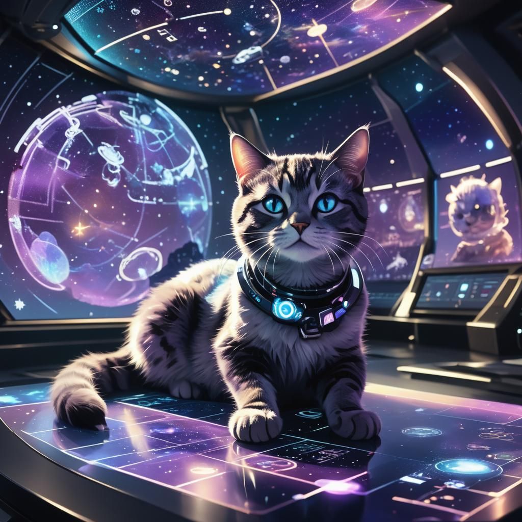 Ms. Snuggles on Holographic Star Chart Projector