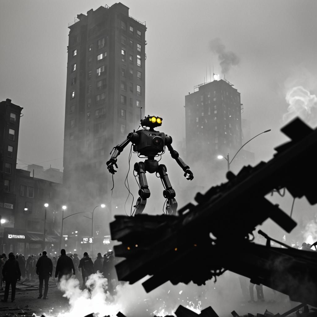 War of the Worlds: Robotic Invasion in Black and White