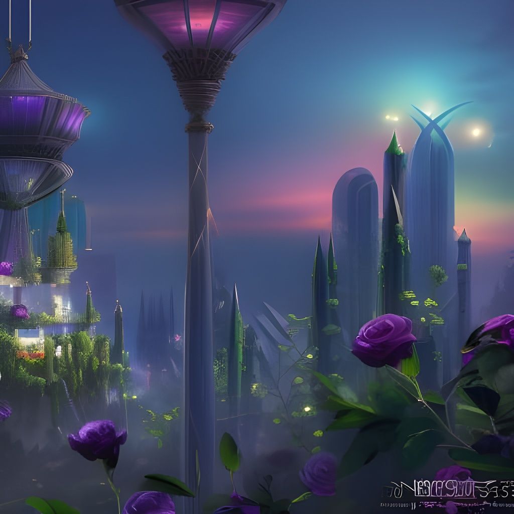 Futuristic Spaceship Over Cityscape in Sci-Fi Art