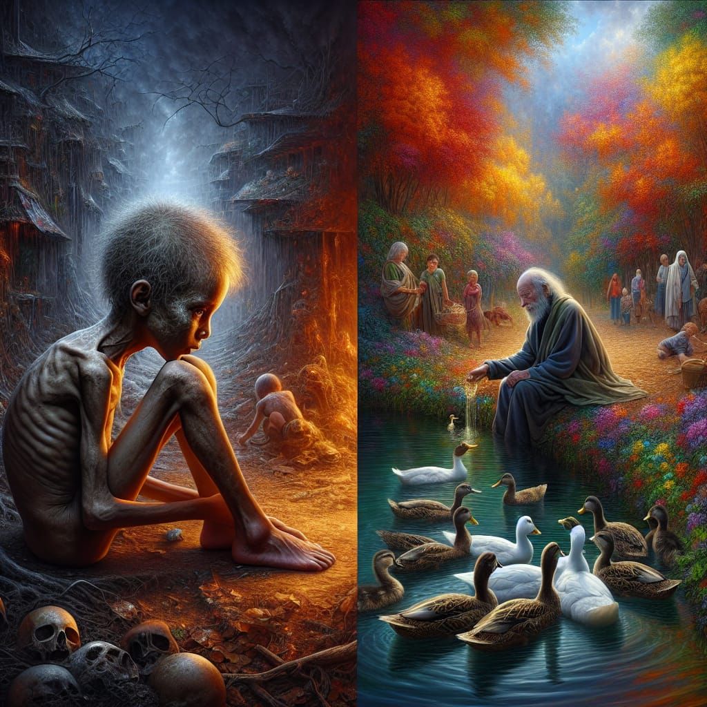 Hyperrealistic Concept Art: Youth and Old Age