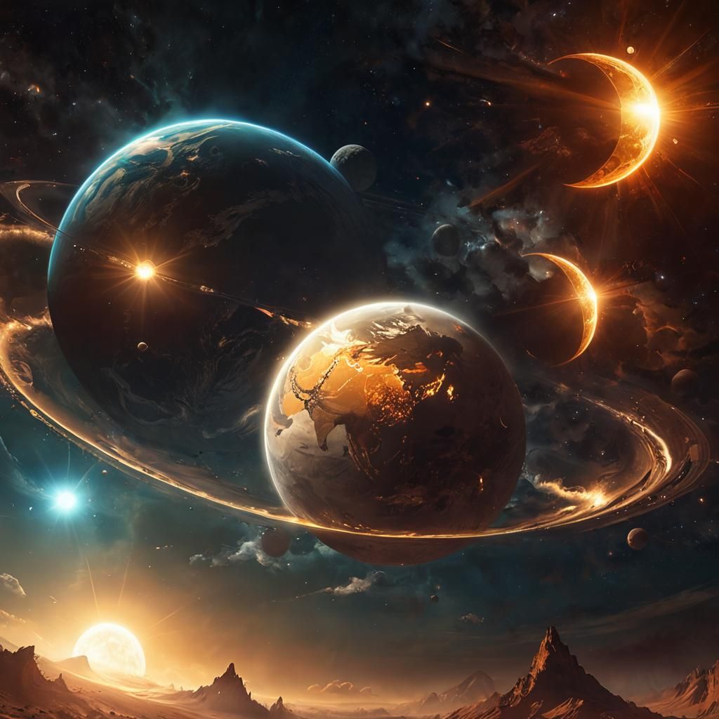 Earth Bathed in Light of Three Suns: Sci-Fi Art